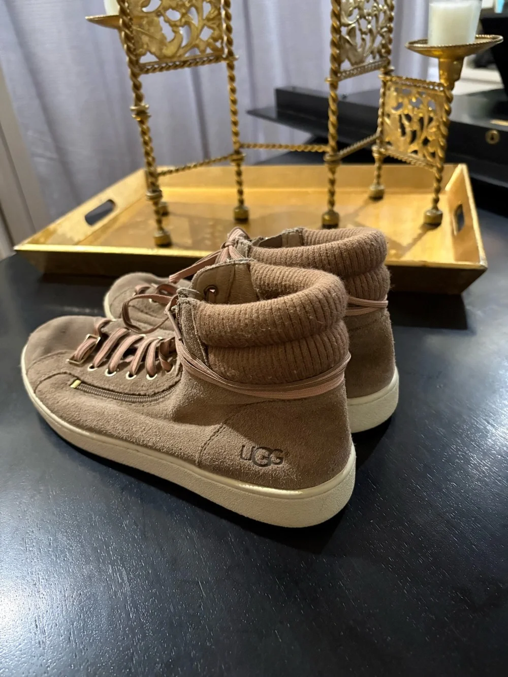UGG Ladies Taupe Suede Mid-Top Sneakers
